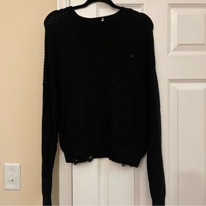 Distressed black sweater